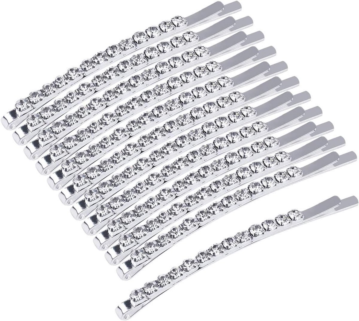12 Stuks Strass Bobbyspelden - Zilveren Haaraccessoires voor Vrouwen en Meisjes