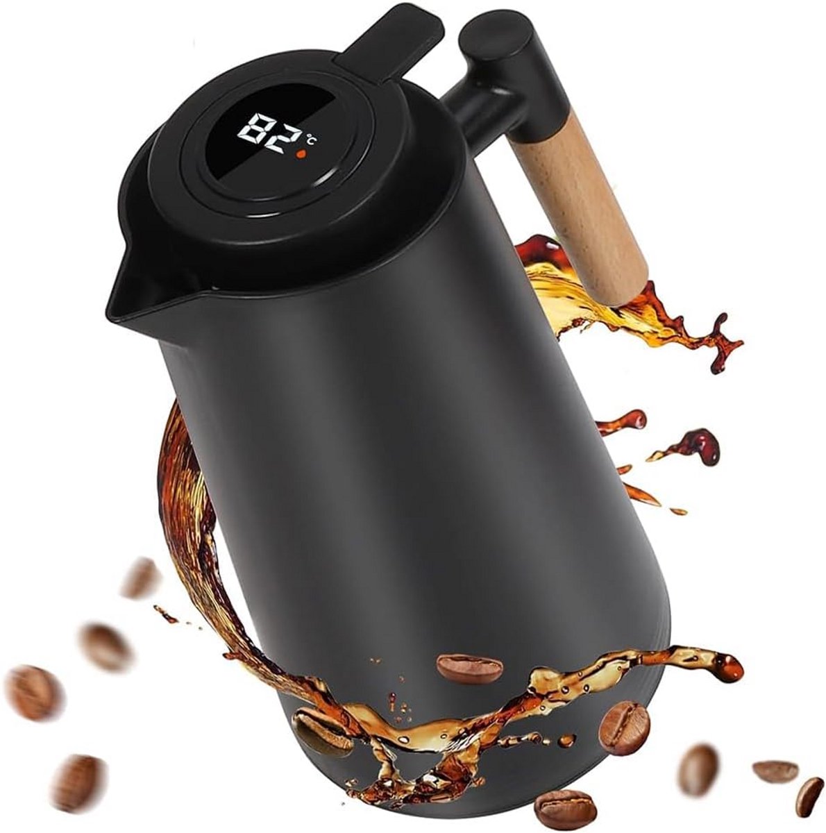 RVS Thermosfles 1 Liter met Digitale Temperatuurweergave - 24 Uur Warmhoudtijd