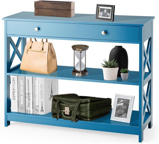 GOPLUS Lange consoletafel, smalle bijzettafel met anti-kantelset, entreetafel van kunstmarmer, stalen frame, lange tafel voor woonkamer, eetkamer en keuken GOPLUS Lange consoletafel, smalle bijzettafel met anti-kantelset, entreetafel van kunstmarmer, stalen frame, lange tafel voor woonkamer, eetkamer en keuken