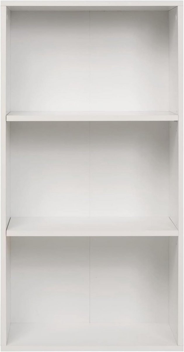 Brede Boekenkast met 3 Compartimenten - Houten Plank - Wit 60 x 31 x 115 H