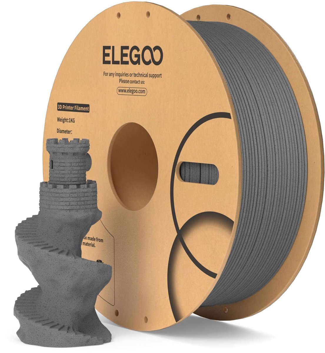 PLA 3D Printer Filament 1.75 mm Grijs Cementachtig 1kg - Hoge Nauwkeurigheid