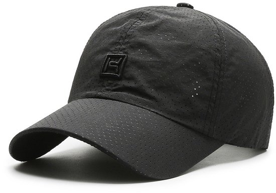 Geperforeerde Baseball Cap – Ademende, Sneldrogende Sportpet met Verstelbare Pasvorm en Zonbescherming voor Heren en Dames – Zwart