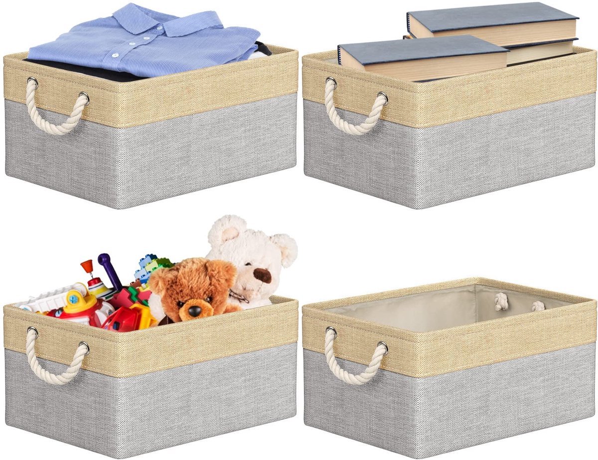 Stunq® Opvouwbare Stoffen Opbergbox Set van 4 voor Diverse Ruimtes en Kallax Planken