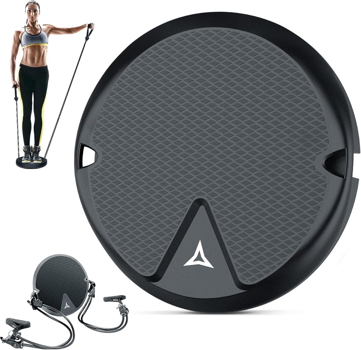 Taille Draai Schijf - Balansbord Handgrepen - Lichaam Vormgeven - Met Weerstandsbanden - 33 cm Breed - Zwart