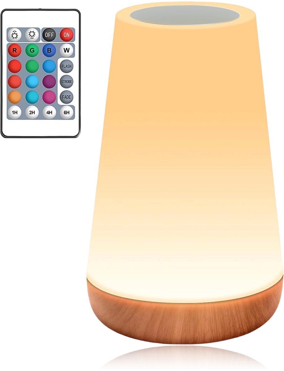 Ynkkvre – Nachtlampje – dimbare touchlamp voor babykamer – draagbare oplaadbare tafellamp voor slaapkamer – 13 RGB kleuren, 5 helderheidsstanden – voor kinderen, woonkamer, badkamer en gang