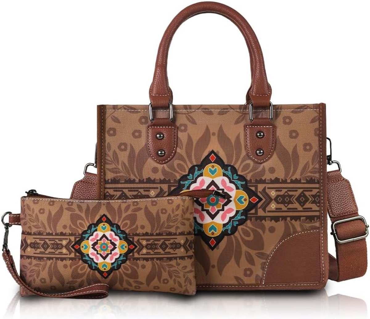Dames Boho Schoudertas met Afrikaans Print - Canvas Crossbody Tas met Verstelbare Band
