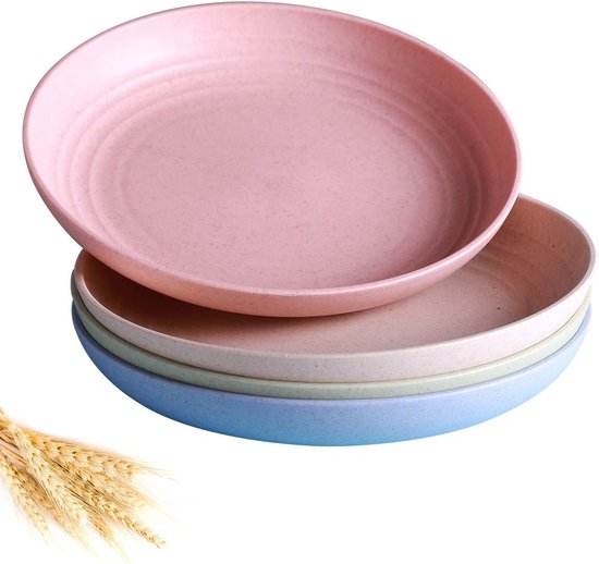Gigicial Borden Van Tarwestro - Onbreekbare Eetborden - Lichtgewicht En Vaatwasserbestendig - 4 - Thuis/Kindgerecht + Multikleur