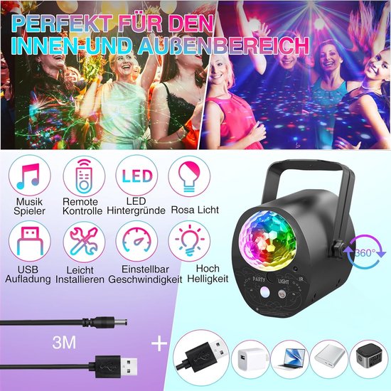 Rtktoup 4-in-1 discolamp met standaard, discoballen, PAR verlichting en
