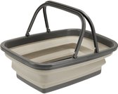 Wasmand/boodschappen mand - opvouwbaar - met hengsel - kunststof - 30L - beige - 38 x 28 x 15 cm - winkelmand