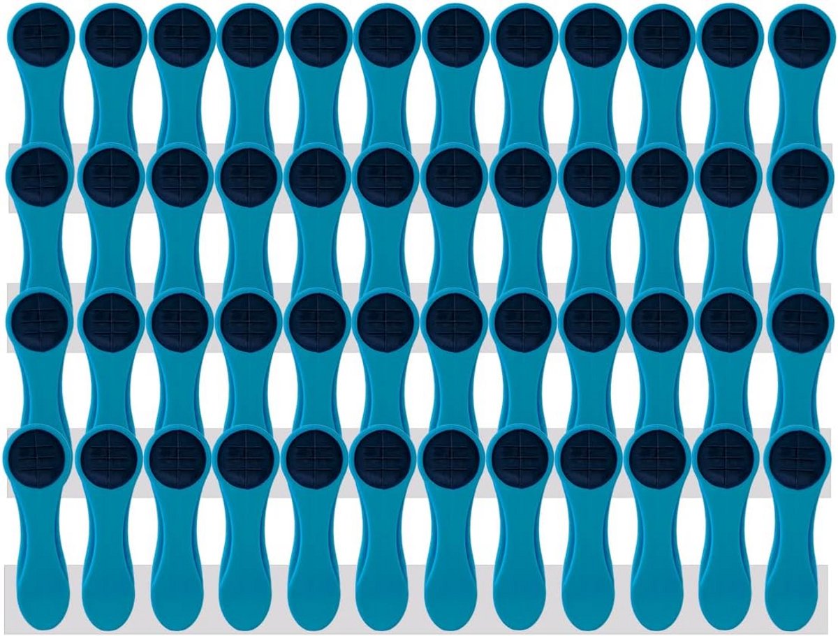 Set van 48 Wasknijpers met Zachte Siliconen Grip - Blauw/Antraciet