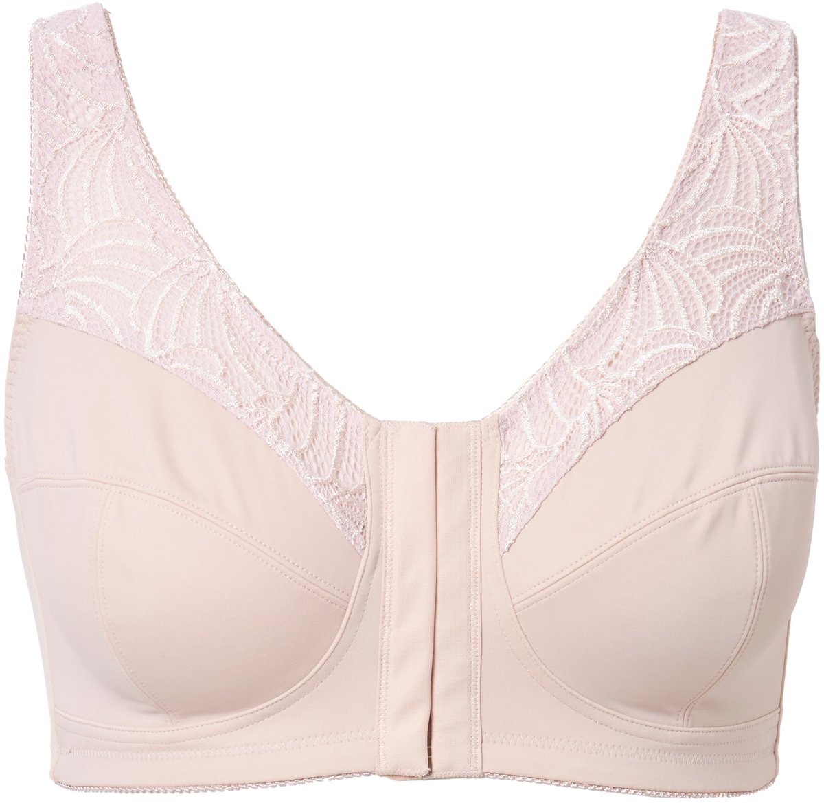 Ulla Popken - Dames - comfortbeha Kelly zonder beugels sluiting voor C - D - Lichtbeige - Maat 100F
