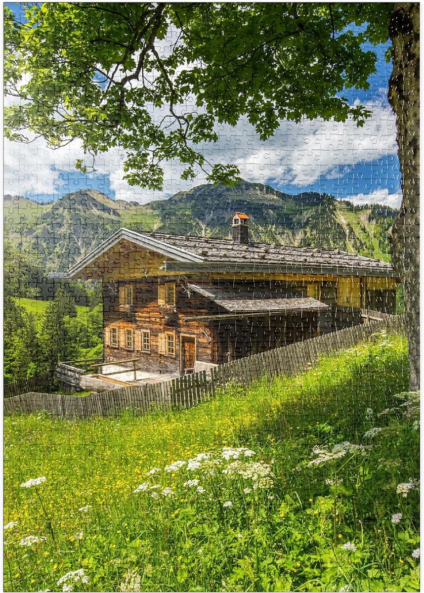 1000-Delige Puzzel van een Boerderij in de Bergen bij Oberstdorf