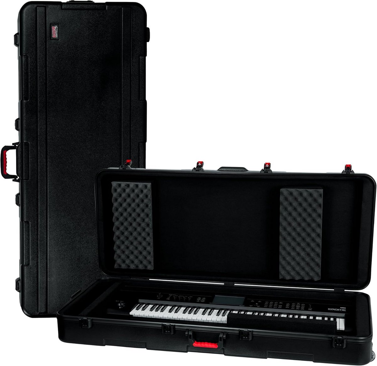 Robuuste, universele flightcase voor 76-toetsen keyboard met cijfersloten en wielen
