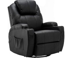 MCombo 7020 Massage Fauteuil TV met Verwarming – Draaibaar & Wipfunctie – Handmatig Verstelbaar – Zwart