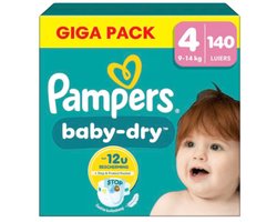 Pampers Baby-Dry - Maat 4 (9kg-14kg) - 140 Luiers - Maandbox
