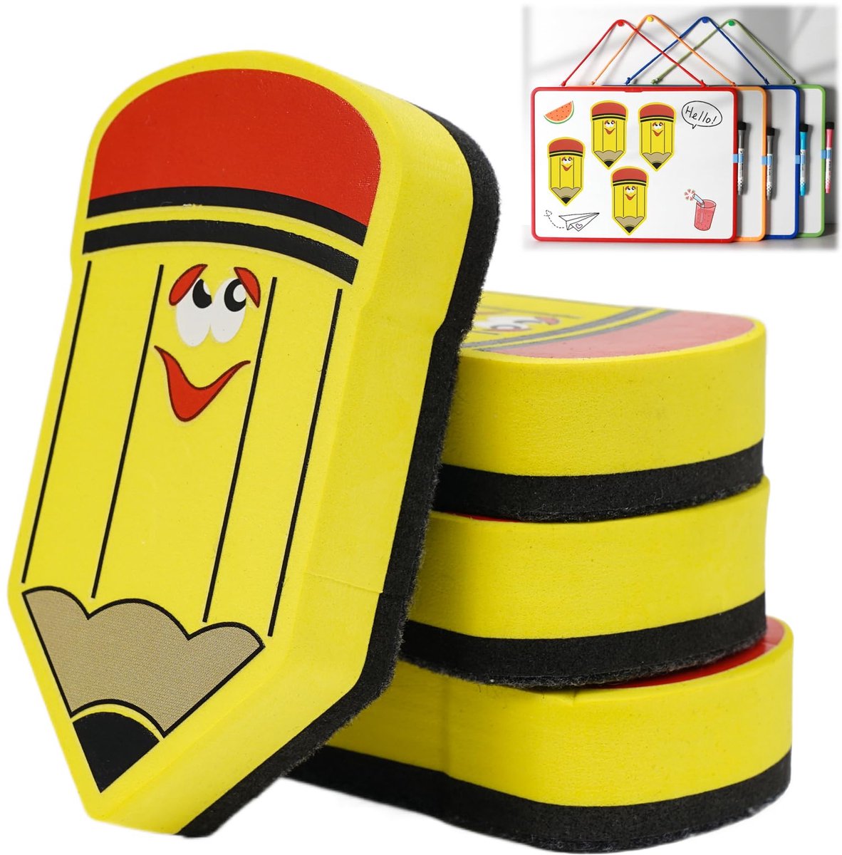 IMPERATORIS® Whiteboard Wisser - Magnetisch Droogwisser voor Whiteboardmarker - Whiteboard Gum Reiniger - 4 Stuks - Veelkleurig