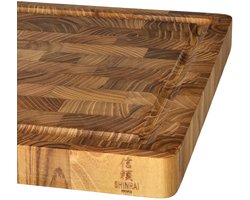 Shinrai Knives - Luxe Snijplank Teak hout - Kopshout - 35 × 25 × 2.5 cm
