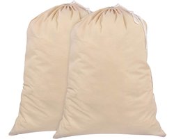Famanu - Set van 2 katoenen waszakken, 75L, met trekkoord, duurzaam