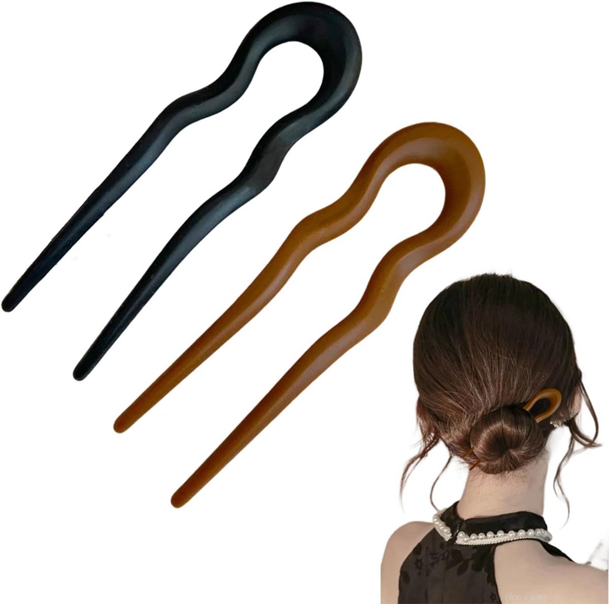 Set van 4 U-vormige Haarspelden voor Opgestoken Kapsels, Vintage Stijl