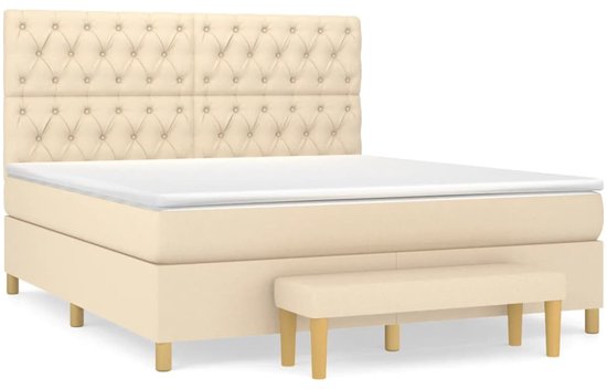 vidaXL - Sommier tapissier - avec - matelas - tissu - crème - 160x200 - cm