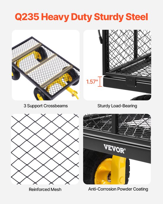VEVOR Tuinkar Handkar Transportkar Gereedschapskar Handkar 965x560x535mm van Merkloos	 — afbeelding 3