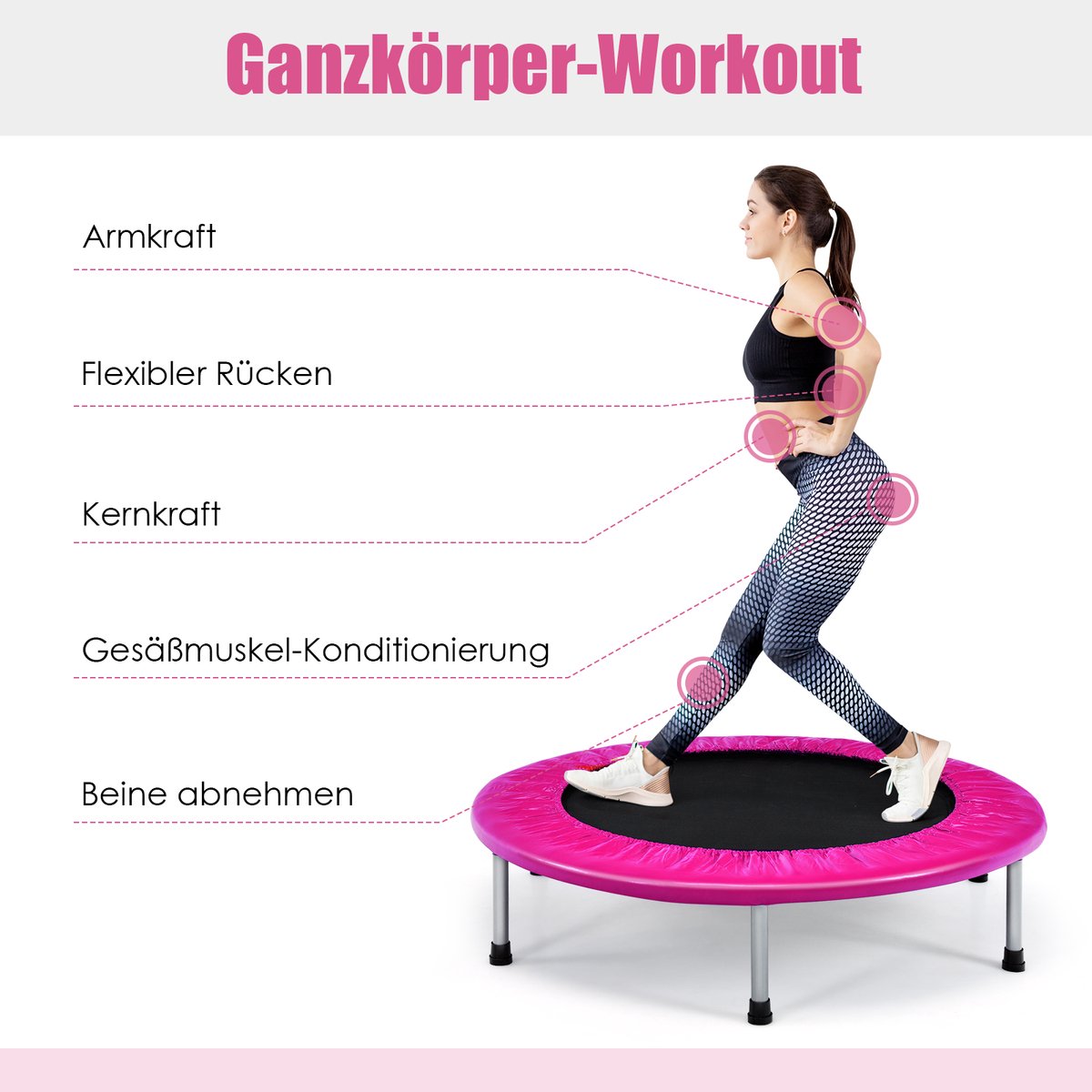 COSTWAY φ Mini-trampoline, 97 cm, opvouwbare trampoline, kindertrampoline tot 150 kg belastbaar, tuintrampoline, indoor- en outdoortrampoline voor kinderen en volwassenen — afbeelding 3
