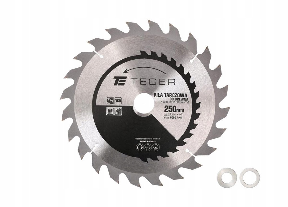 Teger Zaagblad 250mm Hardmetalen Zaagblad 24T voor Hout