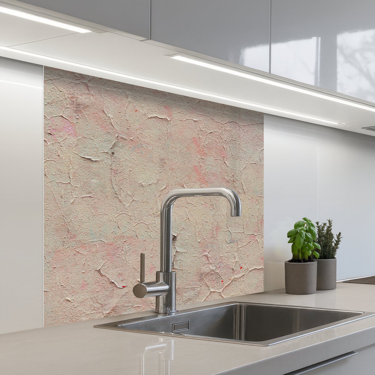 Keuken achterwand 80x80 cm - Spatscherm zelfklevend Muur - Roze - Beige - Oud - Muurbeschermer - Spatwand fornuis