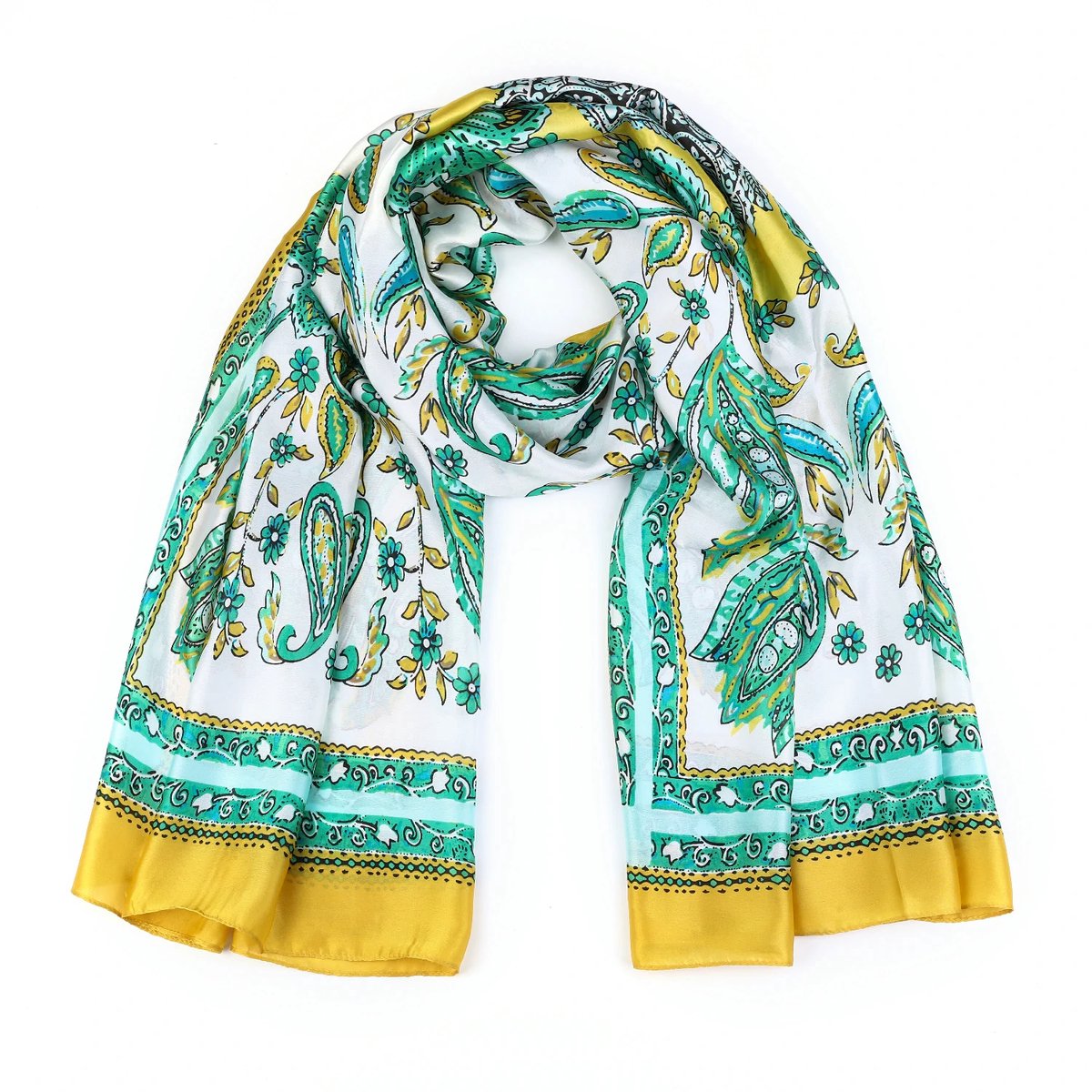Sjaal Zijde & Viscose - Trendy sjaaltje - Dames - Geel/Groen