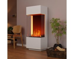 Elektrische Waterdamp Staande Haard TasalFurniture - 55x136x40 cm - Wit - Haard TasalFurniture GlowFlame 3D – - Medahomestore