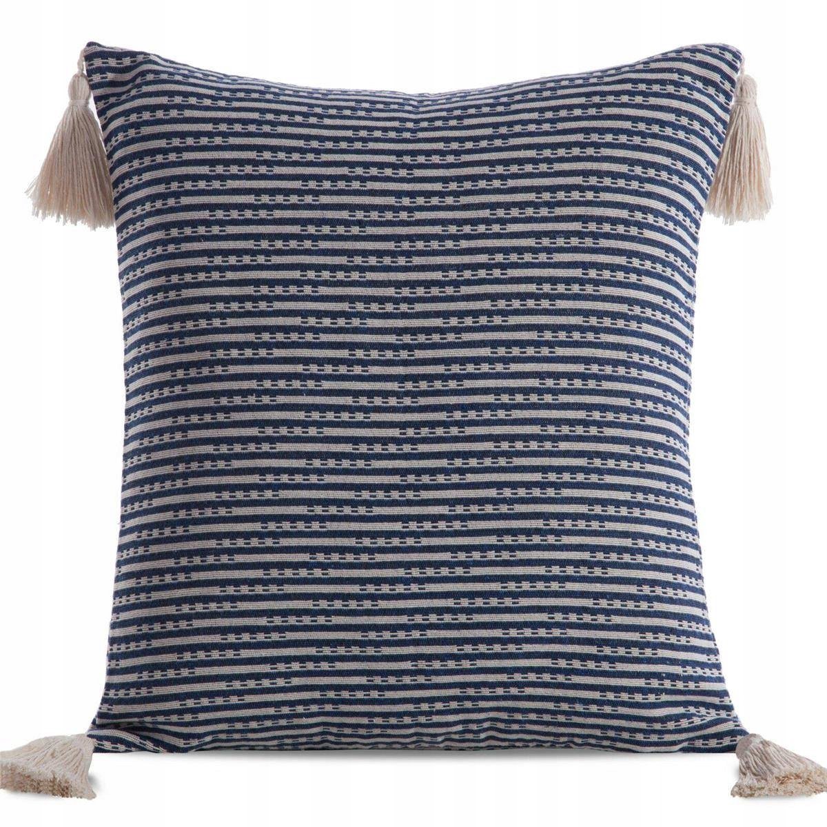 Boho Sierkussenhoes 45x45 cm Marineblauw met Franje