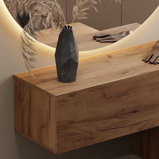 Porte-manteau et armoire Noaahome «​​Eleganza » – Fixation murale et sur pied, Chêne Goud , 100 cm de large, bois composite avec clapet anti-retour à gaz, Design moderne et intemporel pour hall d'entrée, vestibule et couloir