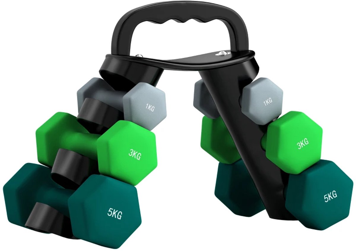 Exoluxe Halterset met Halterstandaard - Dumbells - Meerkleurig thumbnail 3