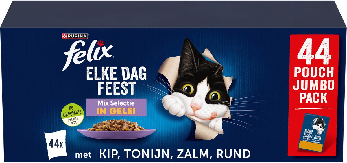 Felix Elke Dag Feest Mix Selectie in Gelei - Katten natvoer - 44 x 85g