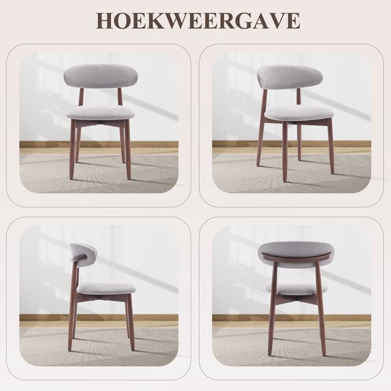 COLAMY Chaises de salle à manger en bois, lot de 2, chaises de cuisine modernes revêtues de tissu, style campagnard avec repose-pieds, gris clair