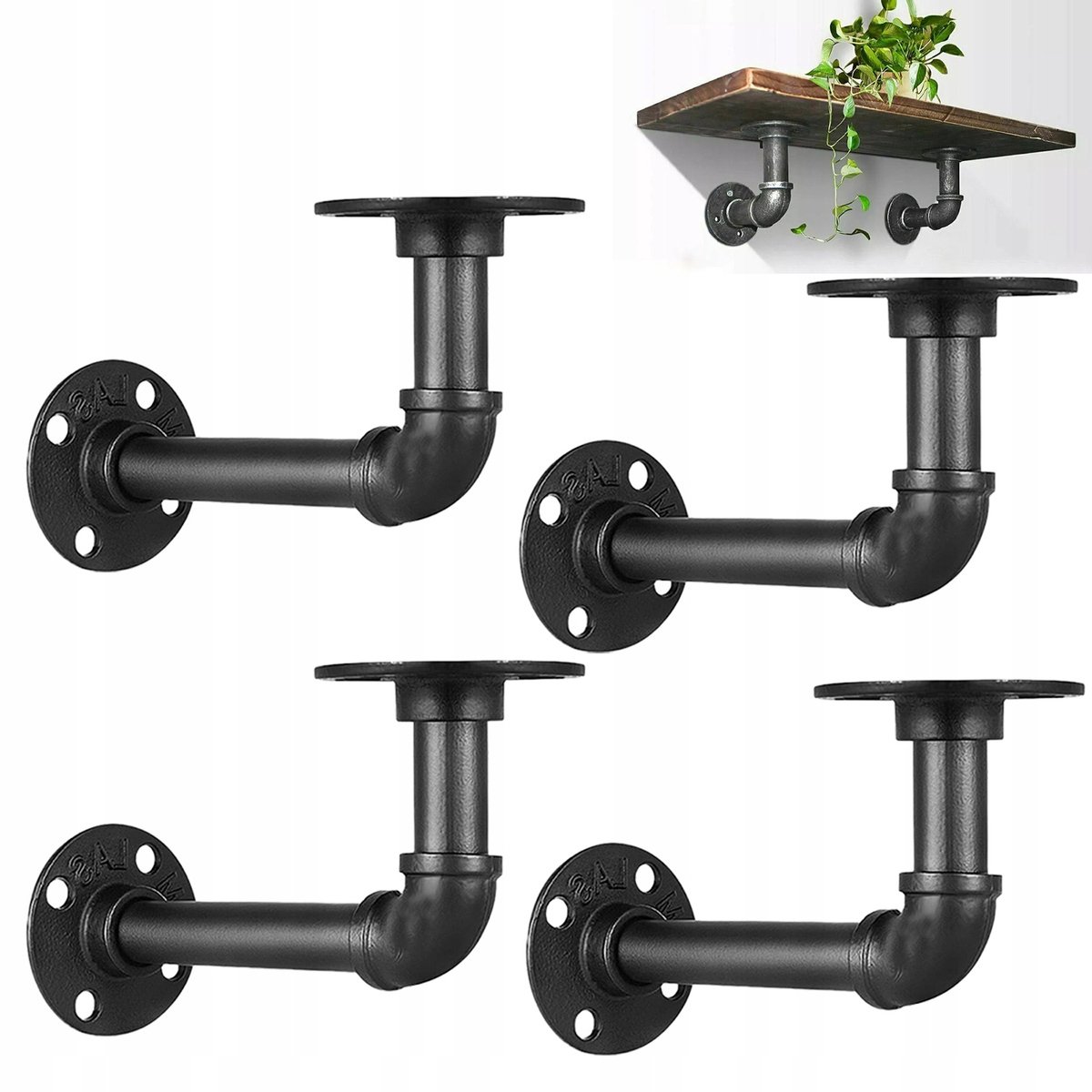 Industriële Wandplankendragers 140x96mm - Zwart Metaal, Loft Stijl