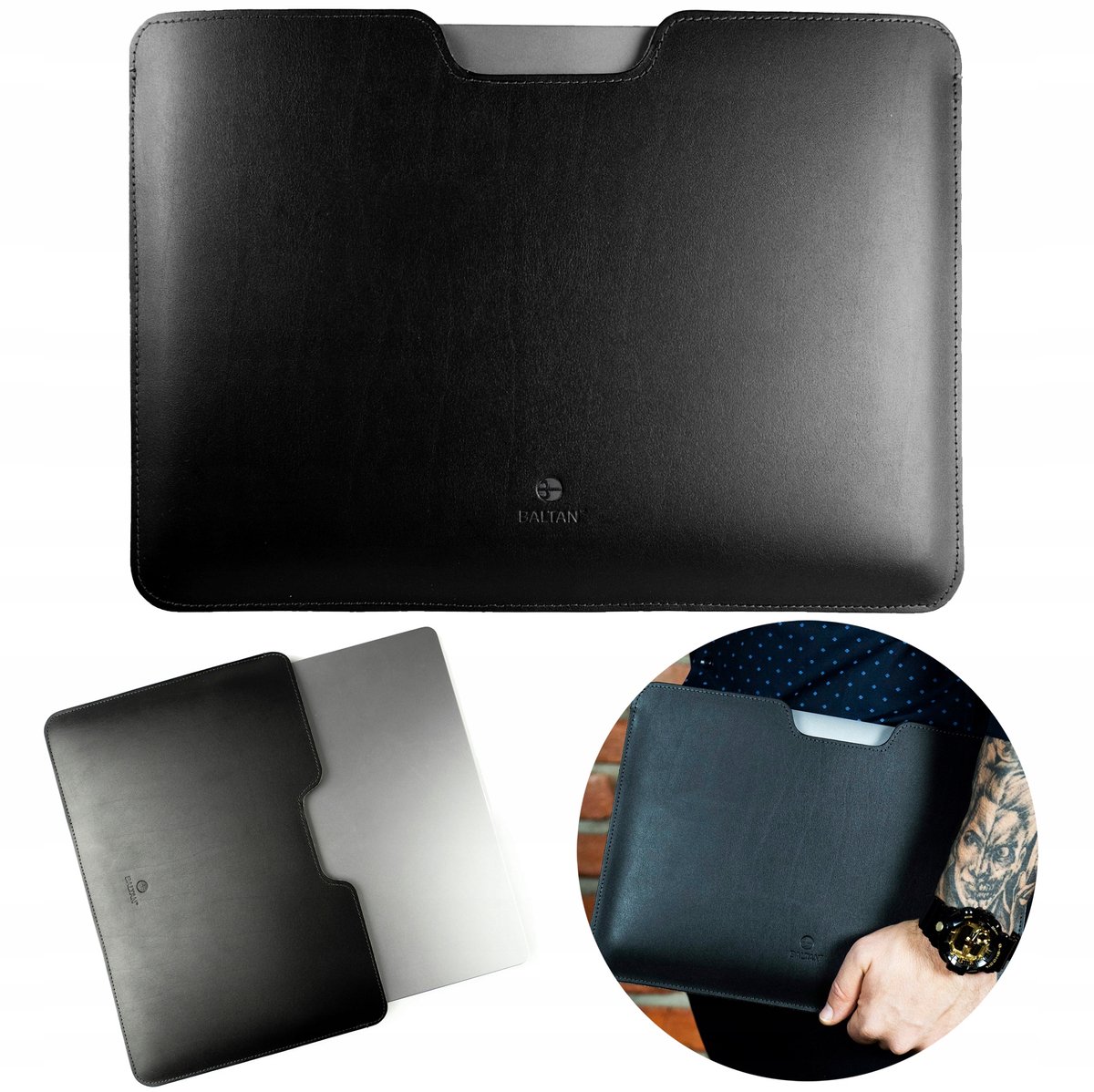 Baltan Luxe Leren Hoes voor MacBook Air 13 M4 - Zwart