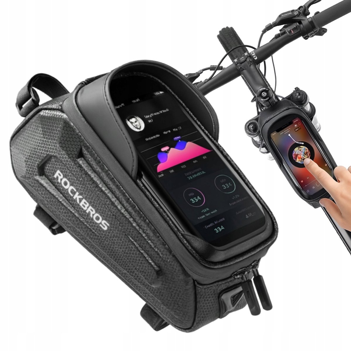 Waterdichte Fietstas met Telefoonhouder RockBros ZR19 - Zwart