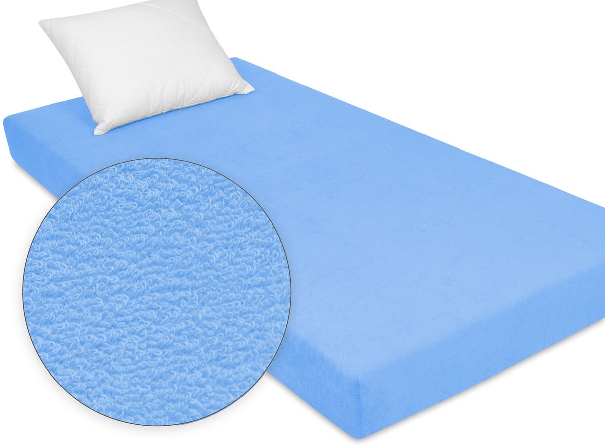 Merkloos Frotte Hoeslaken Blauw 80x200 cm - Dik & Zacht