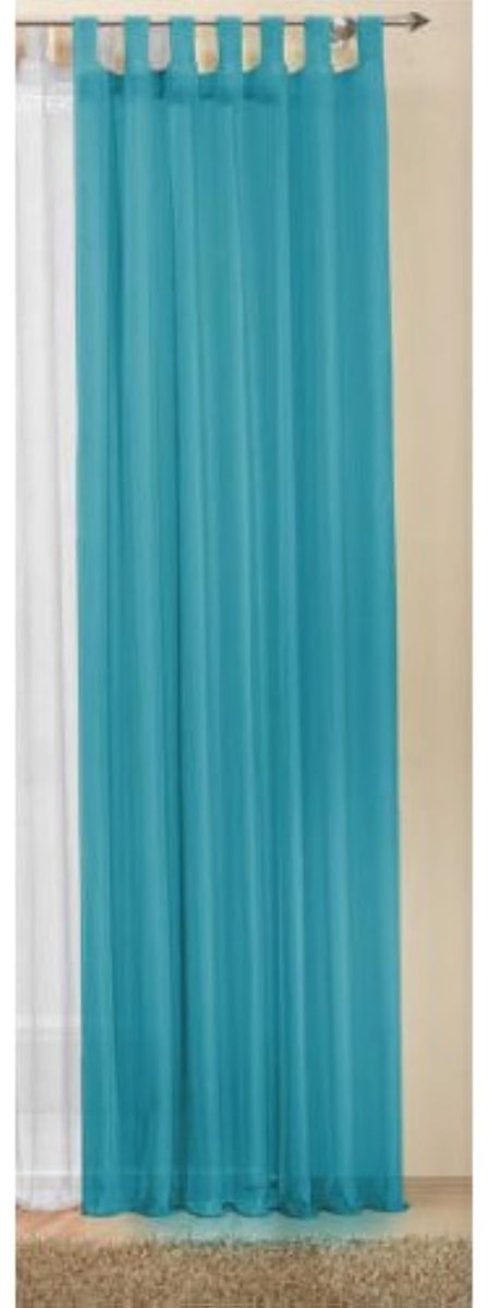 Unyqoos Transparant turquoise voilegordijn met lussen en plooiband voor elk interieur