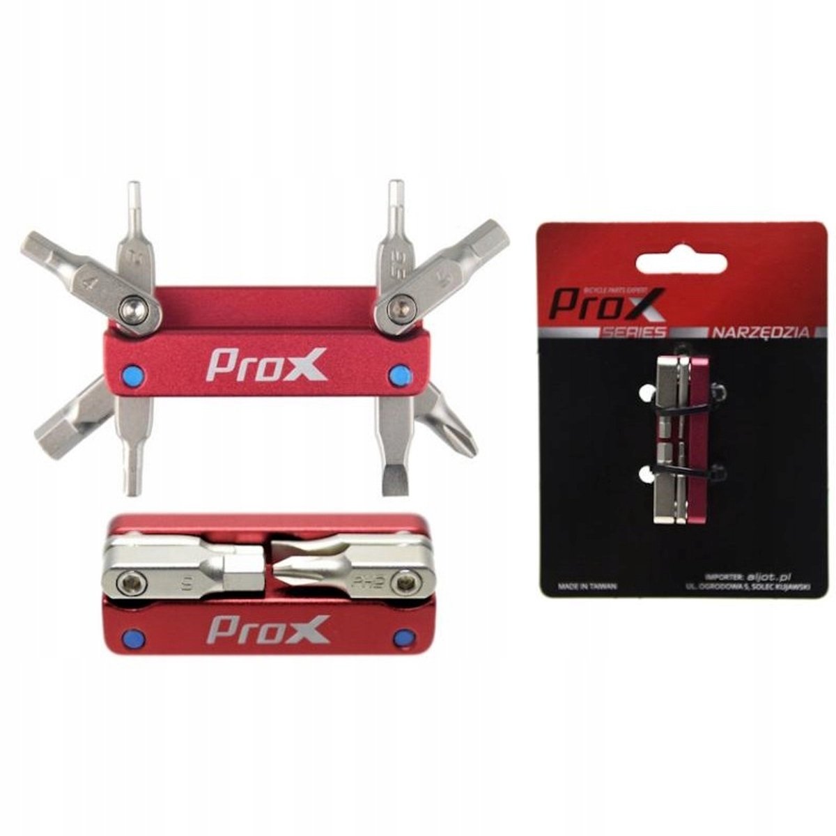 PROX HF-84 Multitool Fietsmultitool met 8 functies - Rood