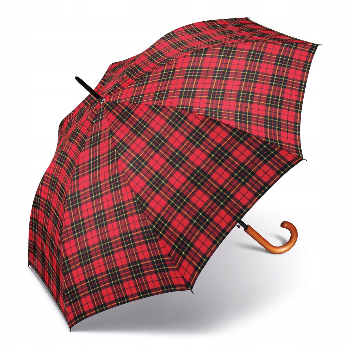 Happy Rain Lange Golfparaplu Rood/Bordeaux Geruit