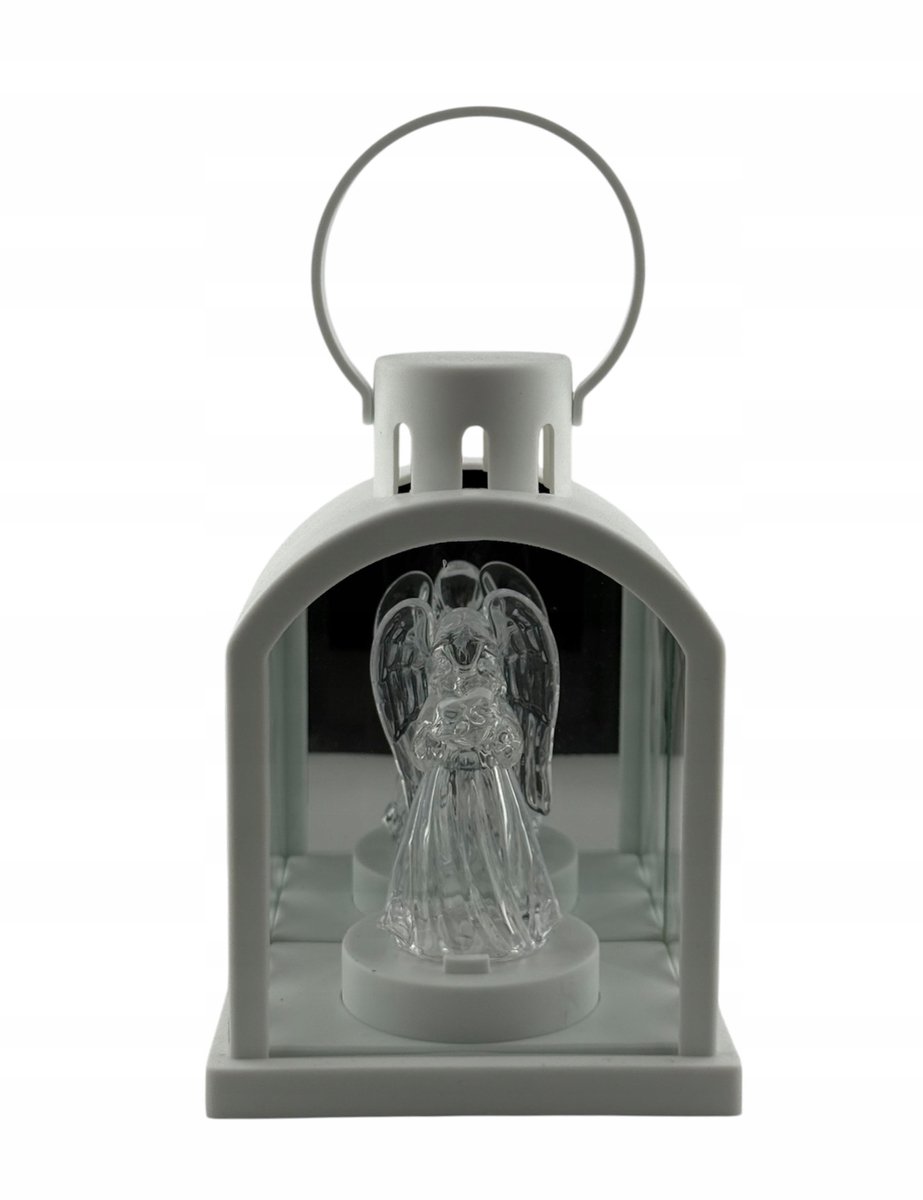 Merkloze LED Lantaarn met Engel - Wit, 18 cm
