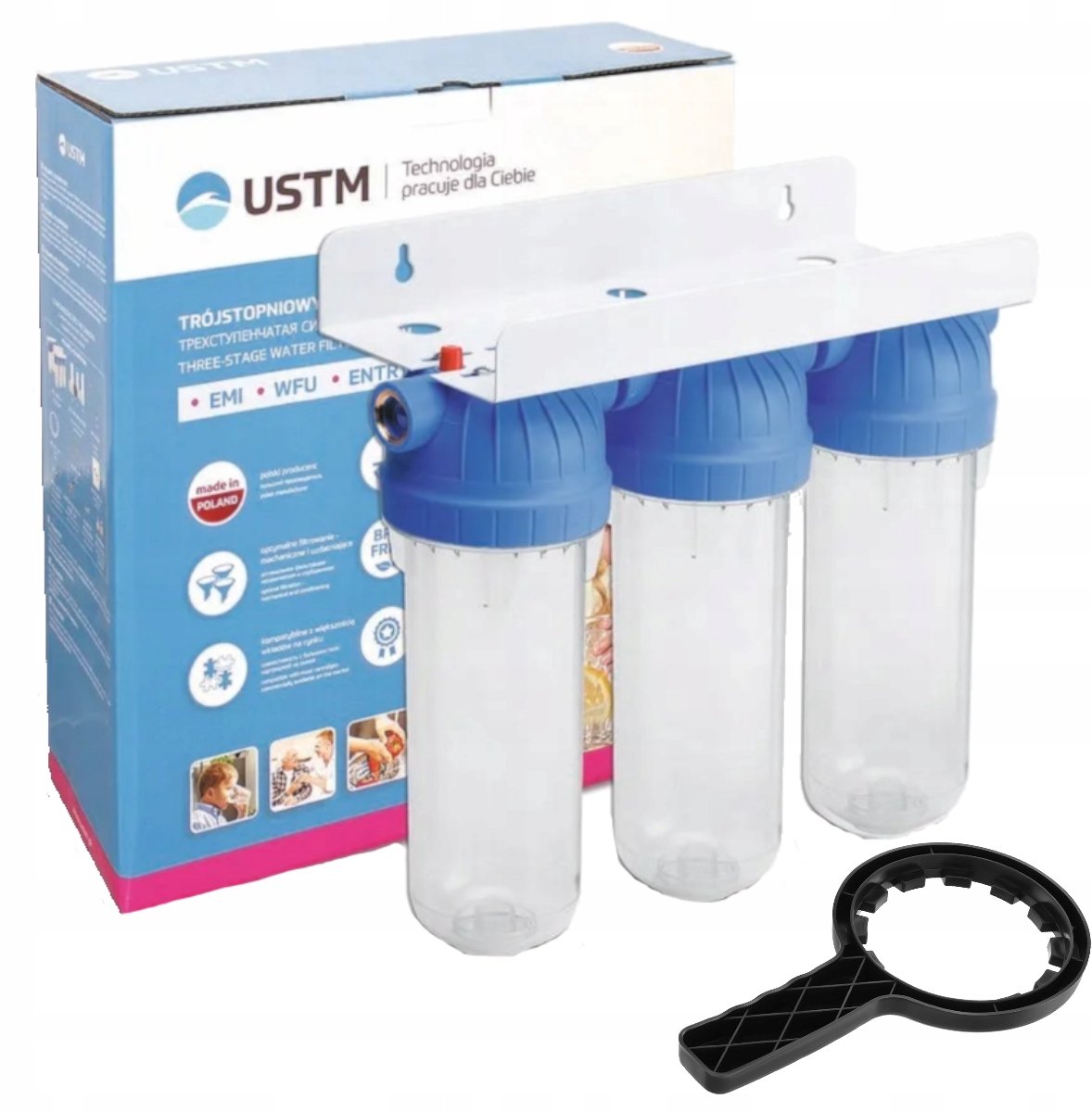 3-traps Waterfilter Behuizing 1" Binnendraad