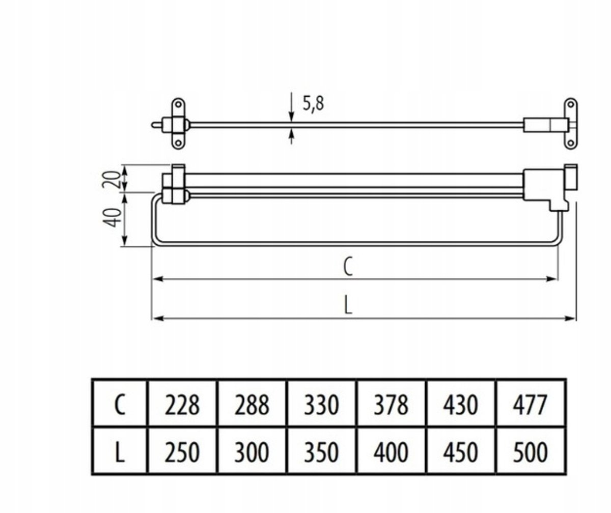 Uittrekbare kleerhanger L - 350 mm Chroom