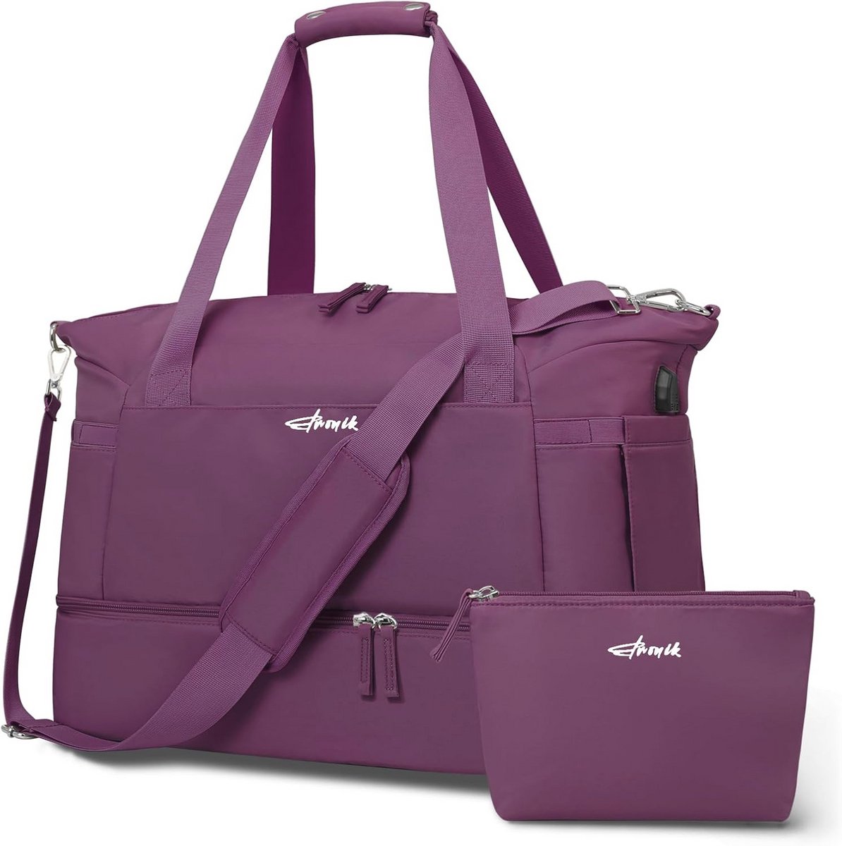 Dames Sporttas Reisbag met USB Oplaadpoort, Weekendtas met Nat Vak en Schoencompartiment voor Gym en Yoga