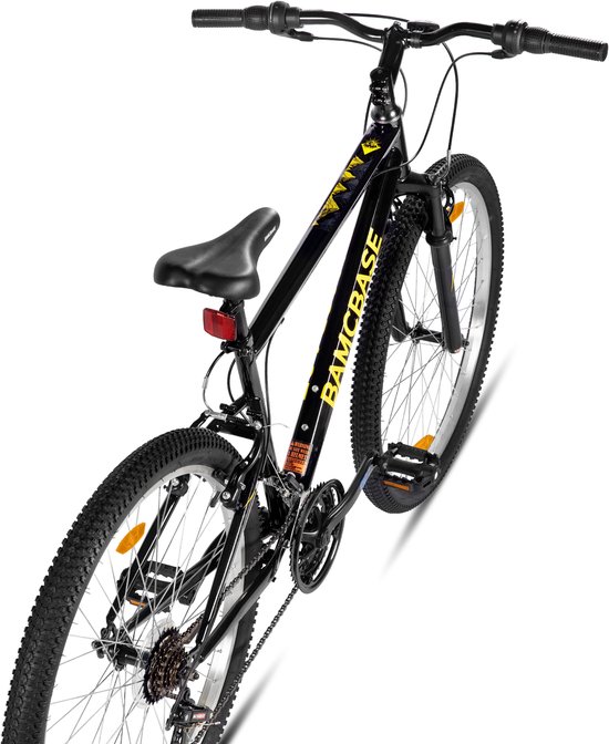 BAMCBASE Agave Voorvering Mountainbike - 26 inch - Carbonstalen Frame - 18 Versnellingen - Handrem - V-Brake - Spatborden - Zwart - Geschikt voor buitenactiviteiten in de lente van Bamcbase — afbeelding 3