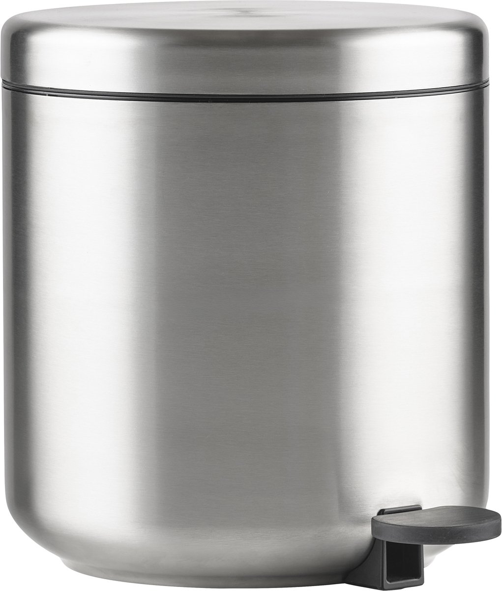 Zone Denmark Ume Pedaalemmer - Prullenbak Badkamer Softclose - Afvalemmer Klein - Toilet & Badkamer Accessoires - Roestvrij staal - 4 liter - 22 x 19,5 cm - Chroom (zilver)