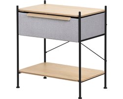 ML-Design ladekast stoffen serie commode met 1 textiellade grijs 62x67,5x42,5 cm dressoir met mdf blad en metalen frame ruim meubel voor woonkamer en slaapkamer geschikt als nachtkastje bijzettafel opbergkast organizer multifunctioneel opbergruimte