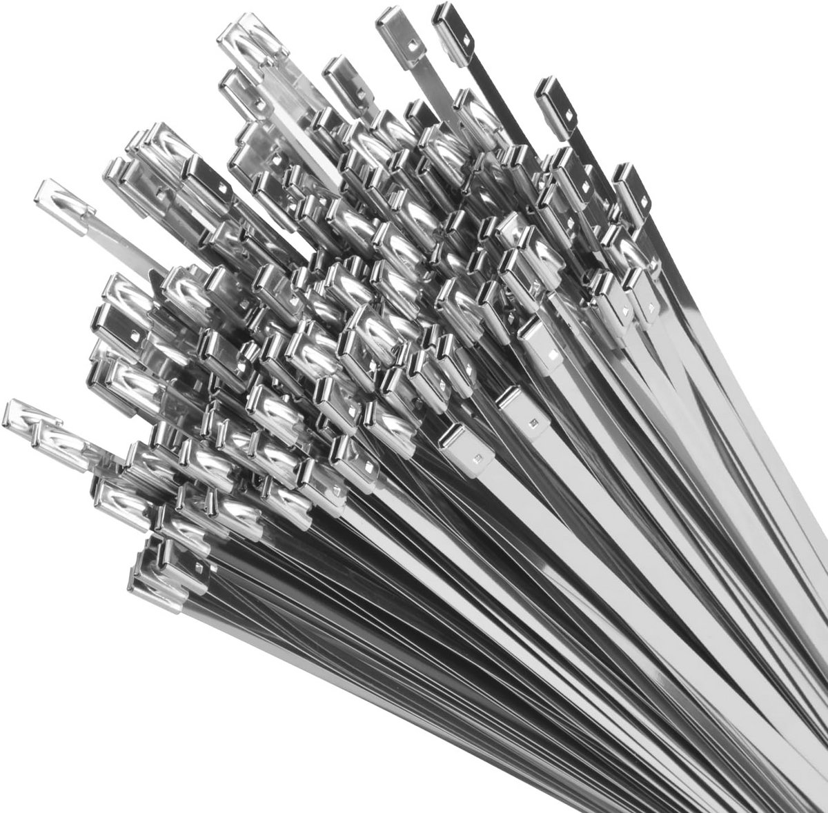 Metalen ritsbanden 11,8 inch - Heavy Duty 304 roestvrij staal, 200 stuks, 300 lbs treksterkte, multifunctionele kabelbinders
